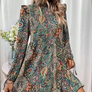 Paisley Smock Mini Dress